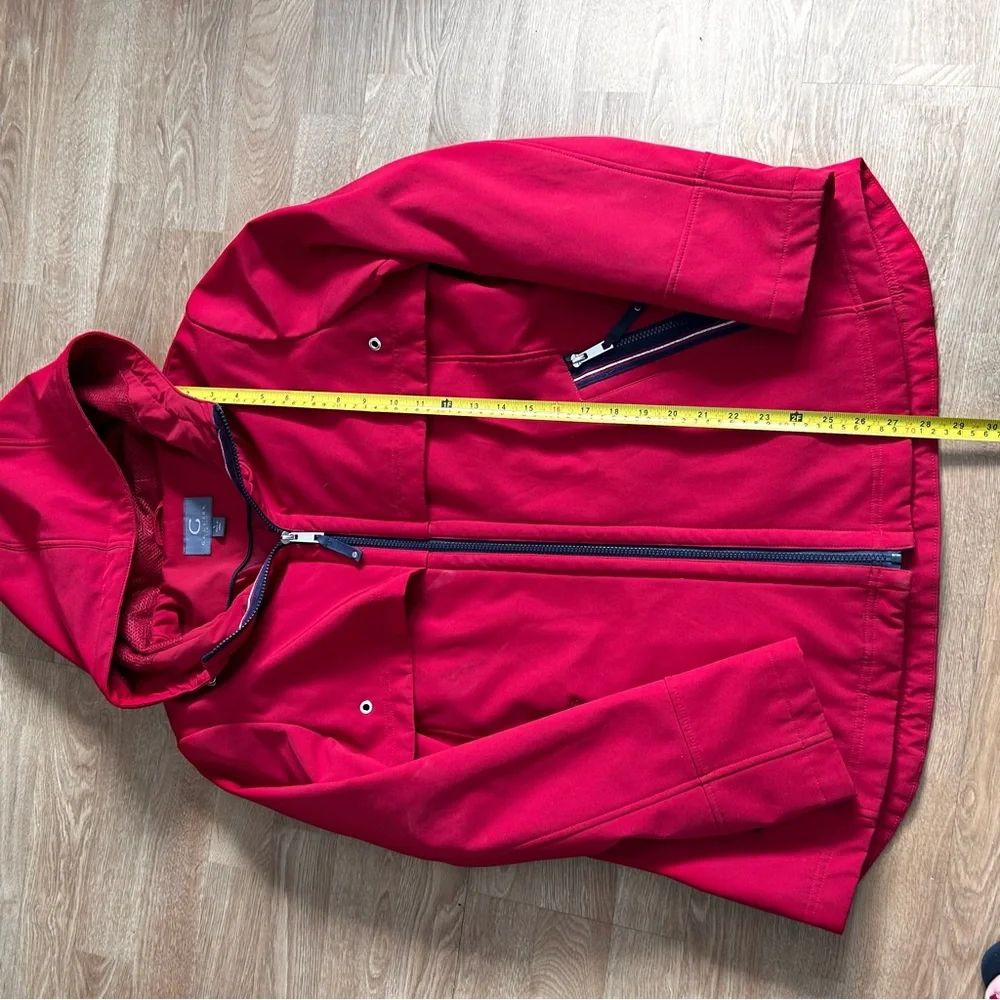 Gallery Red jacket with beautiful hood and pockets details Size: L